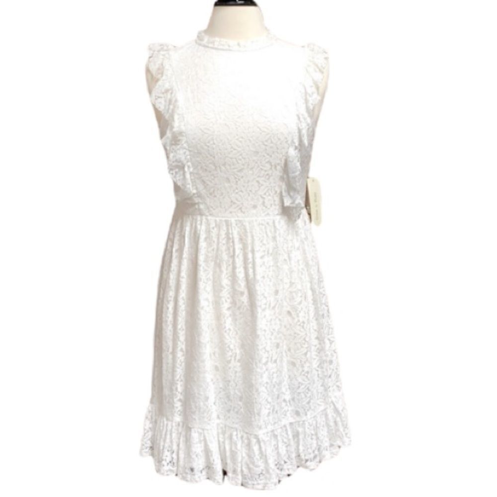 Doe & Rae White Lace Sleeveless Dress NWT